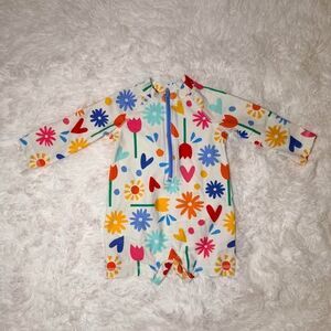 Baby Rash Guard Swimsuit 3-6M Floral Bright One Piece Primary